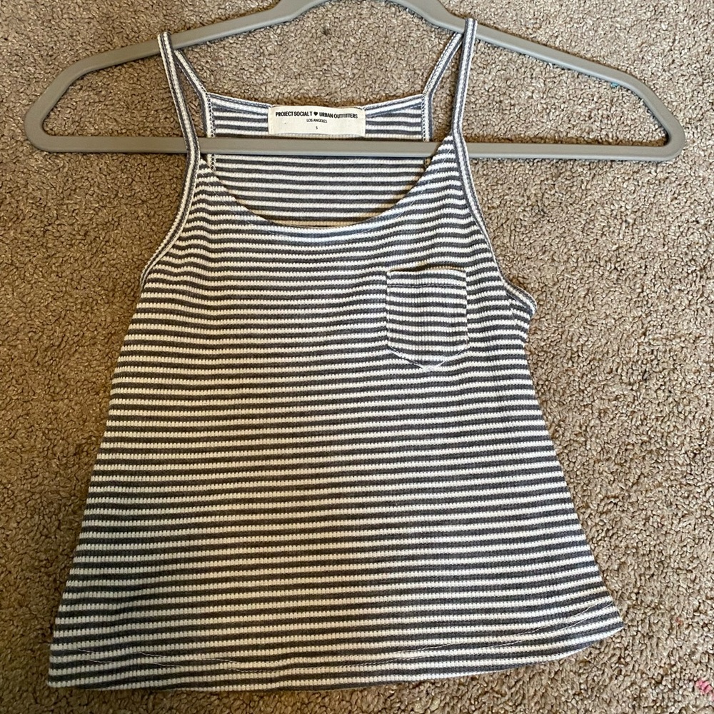 project social t urban outfitters stripped crop spagetti strap tank